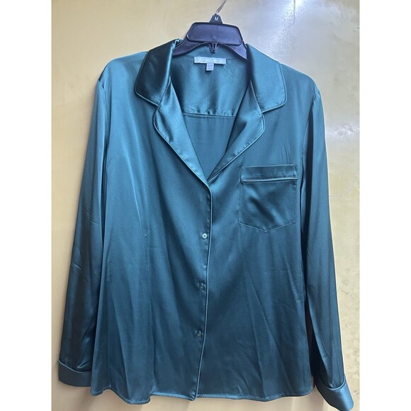 Antonio Melani Green Silk Blouse Size Large - Picture 1 of 5